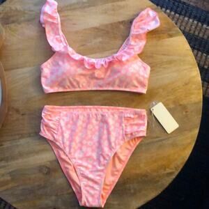 NWT! Cabana Del Sol Neon Bikini with Floral Print Size Large